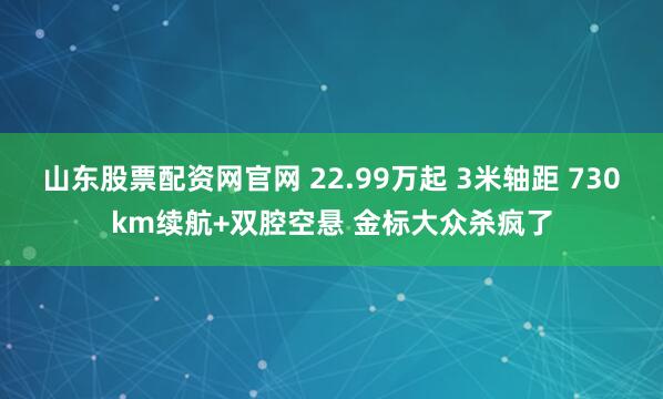 山东股票配资网官网 22.99万起 3米轴距 730km续航+双腔空悬 金标大众杀疯了